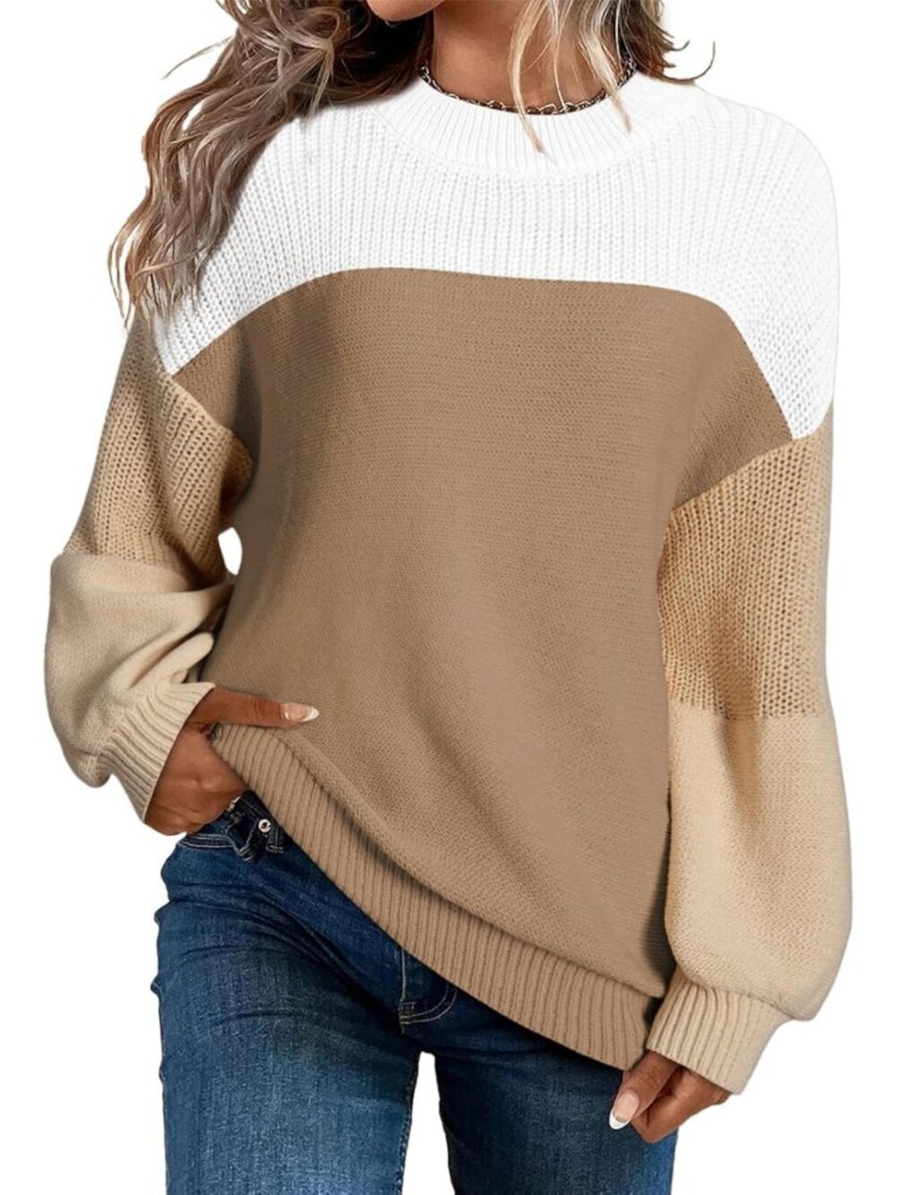 Cozy Oversized Long Sleeve Crewneck Pullover Sweater for Women - Casual Chic
